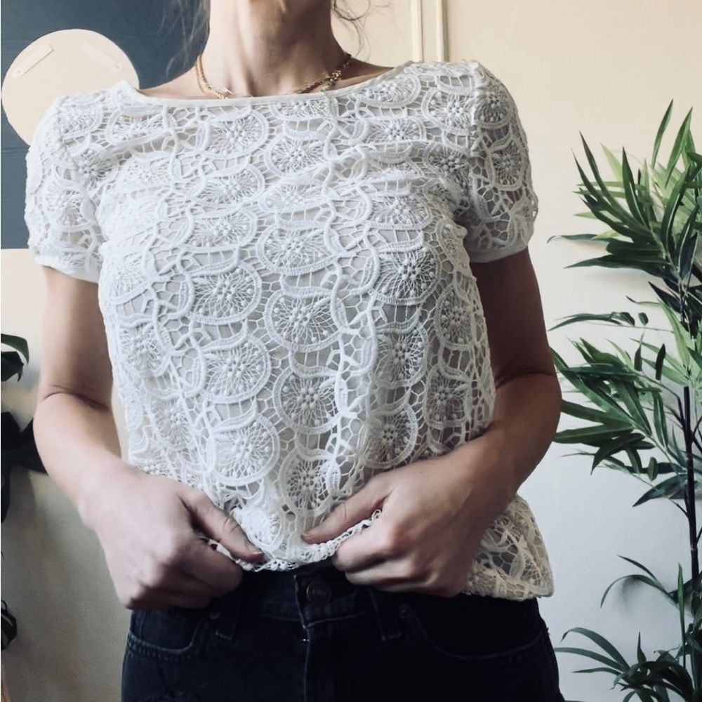 Zara Embroidered Lace Blouse | XS | White - Picture 5 of 5